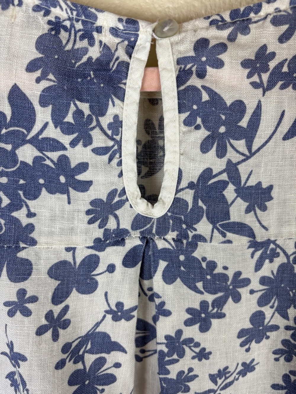 Terzo Millennio Italy 100% Linen Ivory Blue Floral Sleeveless Shift Dress Sz XL - Picture 6 of 14